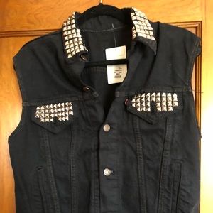 Studded Black Jean Vest